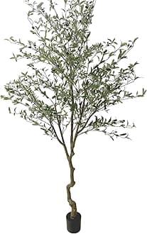 Phimos Artificial Olive Tree Tall Fake Potted Olive Silk Tree with Planter Large Faux Olive Branches and Fruits Artificial Tree for Modern Home Office Living Room Floor Decor Indoor (8FT)