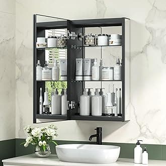 TokeShimi 16x26 Bathroom Medicine Cabinet with Mirror Full-Overlay,Aluminum Recessed Mirror Medicine Cabinet Frameless with Removable Tempered Shelves