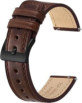 Leather Watch Straps, Classic Oil Waxed Leather, Quick Release Replacement Band for Men and Women, Band Width 18mm 20mm 22mm