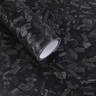 Matte Black Forged Carbon Fiber Vinyl Wrap Roll, Anti-Wrinkle Bubble Free Replacement Car Sticker, Premium Self Adhesive Car Wrap Vinyl Automotive DIY Interior Exterior 1ft x 5ft
