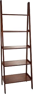 Casual Home 100% Solid Wood 5-Shelf Ladder Bookcase, Standard, 72"H, Warm Brown