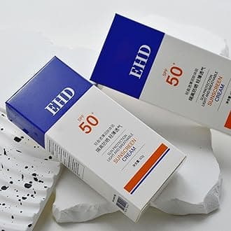EHD Sunscreen for Face SPF 50, Natural Cream, Fast Absorption, No Sticky Feeling (2Pcs)