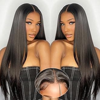 Wear and Go Glueless Wigs Human Hair Pre Plucked Pre Cut 6x4 Straight Lace Front Wigs Human Hair Wigs for Women No Glue Hd Lace Front Closure Ready to Wear Wigs 180% Density 30 Inch Natural Black