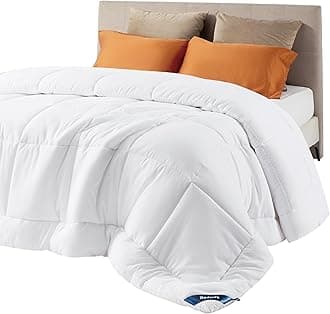 Comforter Duvet Insert - Quilted Comforters Queen Size, All Season Duvet, GentleSoft Down Alternative Bedding Blanket, with 8 Tabs, Gifts for Women/Men, White, Queen 88 x 88 Inches
