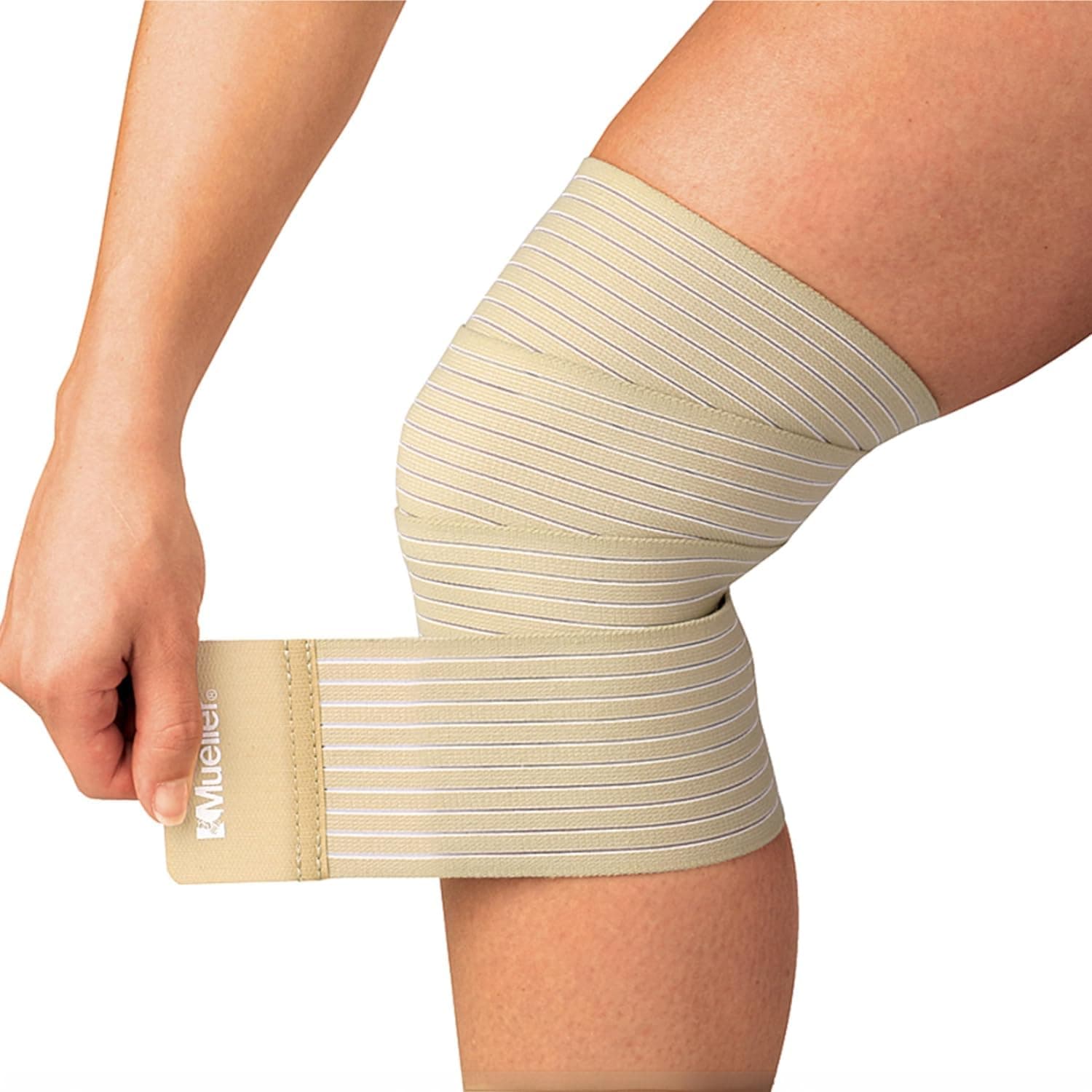 MUELLER Sports Medicine All-Purpose Support Wrap for Men and Women, Adjustable Compression for Joint and Muscle Support, Beige