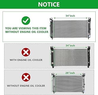 34" Core Radiator Complete Assembly Compatible with 2007-2013 Avalanche 5.3L 2002-2006 Avalanche 1500 5.3L 2007-2009 Avalanche 6.0L 2423