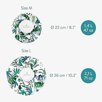 Navaris 2X Hot and Cold Bags - Reusable Ice Bag Hot Water Bottle for Knee, Back, Shoulder - Tropical Leaves Print