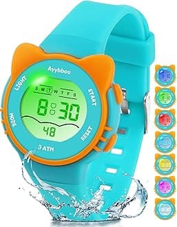 Kids Digital Analog Watches for Girls Boys, 7 Color Lights Waterproof Cute Wristwatches for Kids with Alarm Stopwatch, Great Present for Girls Boys Ages 5-13