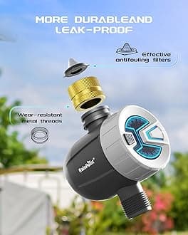 RAINPOINT WiFi Sprinkler Timer Water Timer, Brass Inlet Smart Hose Faucet Timer, Automatic Irrigation System Controller for Yard Watering, APP Control via 2.4Ghz WiFi and Bluetooth (V2, 2024 Release)