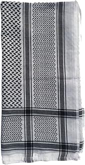 Black & White Keffiyeh Men's Muslim Arafat Scarf Shawl Turban Sorban 47x47”