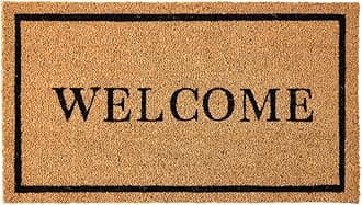 Coco Coir Door Mat with Heavy Duty Backing, Welcome Doormat (17" x 30"), Doormat Entrance (Welcome2-1Pack)