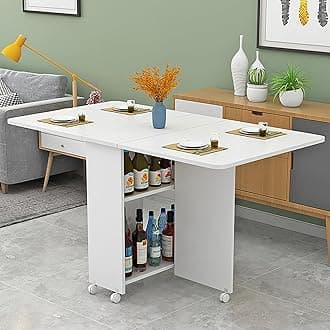 Folding Dining Table on Casters Retractable Dining Table Extendable Dining Table Seats 4-6 Movable Extendable Kitchen Table Kitchen Table Dining Table gateleg Table Space Saving (Color : C, Size : L
