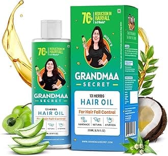 NIDHI’S GRANDMAA SECRET 13 Herbs Hair Oil for Hair Growth & Hair Fall Control | Handmade Oil with Aloe Vera, Curry Leaf & Amla | For Dry, Damaged, Frizzy Hair | Men & Women – 200 mL