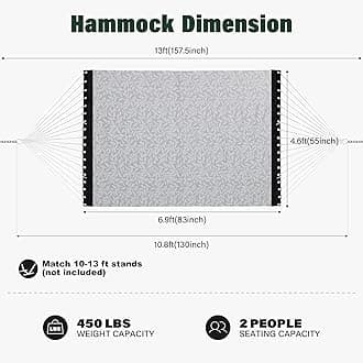 Patio Watcher 13 FT Quick Dry Textilene Hammock - Outdoor Double Hammock - Heavy Duty Hammocks for Outside - 450 lbs Capacity