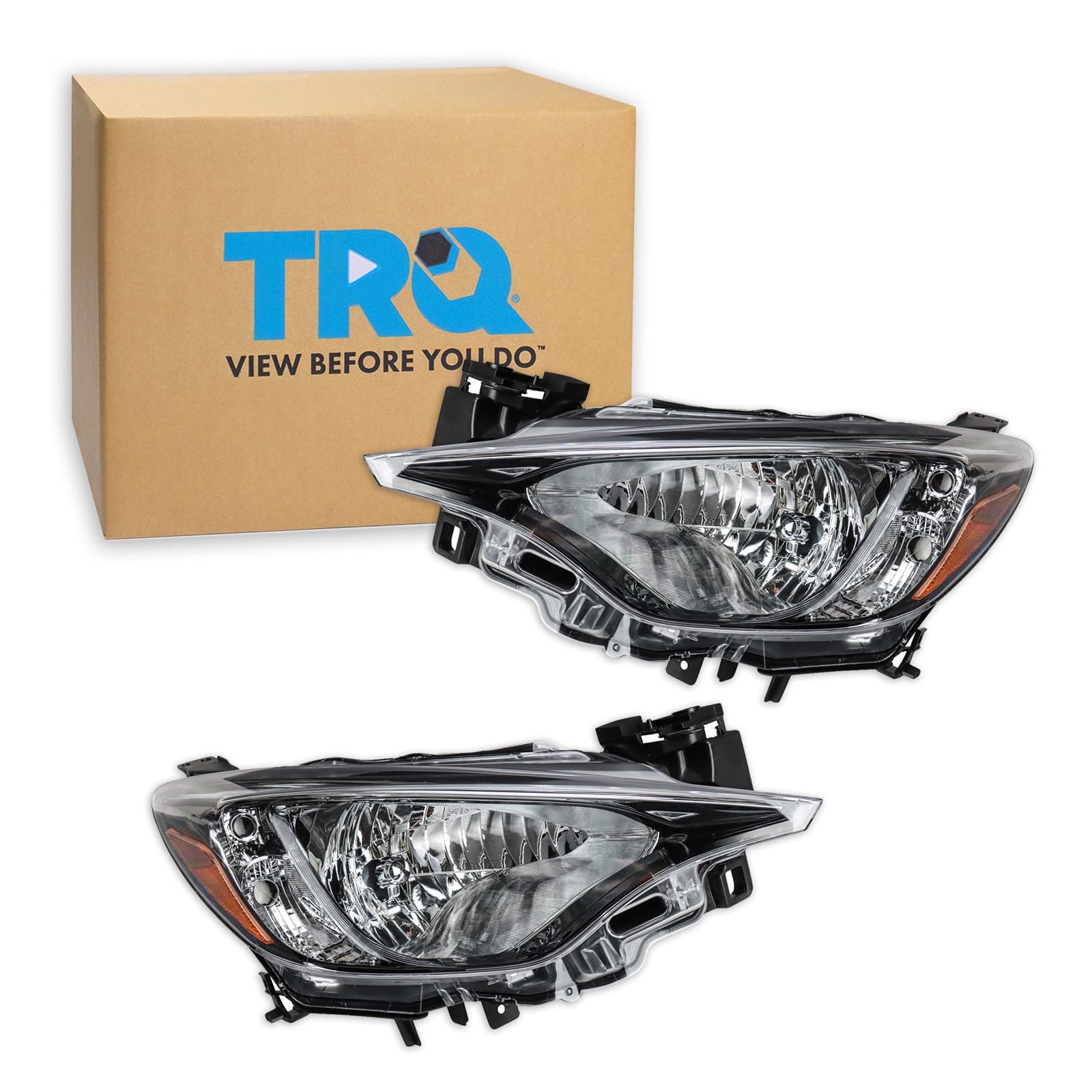 TRQ Headlight Assembly Set Headlights Driver & Passenger Side Compatible with 2016 Scion iA 2019-2020 Toyota Yaris SC2502106 SC2503106