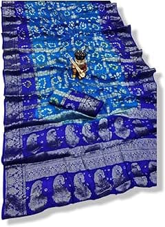 Women's Bandhej Silk Saree with Zari Work