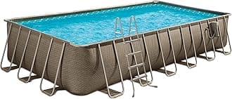 Oasis Designer 24' x 12' x 52" Rectangular Above Ground Swimming Pool Set with 2-in-1 Filter Pump, Ladder & Maintenance Kit – Easy Setup for Backyard Fun
