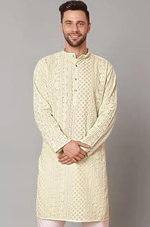Jompers Men Chikankari Embroidered Kurtas