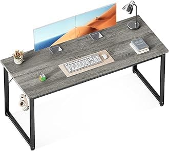 ODK 54 Inches Large Computer Desk for Home Office, Modern Desk for Small Spaces, Writing Desk with Headphone Hooks, Grey Oak