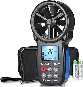 Digital Anemometer Portable Handheld Wind Speed Meter ANNMETER AN-100 for HVAC Air Flow Velocity CFM Tester, Wind Temperature Gauge 14℉-113℉, with Wind Chill Backlight MAX/MIN