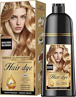 Hair Dye Shampoo 3-in-1, Golden Blonde Semi-Permanent Gray Hair Coverage, Color Depositing Shampoo for Women & Men, Vegan, Ammonia-Free