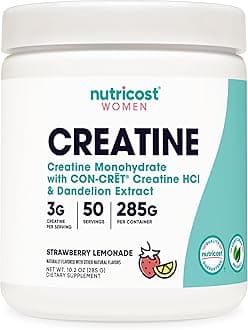 Nutricost Creatine Monohydrate Powder for Women, Micronized, Strawberry Lemonade, 50 Servings - Vegetarian, Non-GMO, Gluten Free