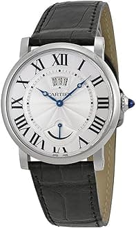 CartierRotonde Silver Dial SS Black Leather Automatic Men's Watch W1556369