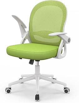 naspaluro Home Office Chair Ergonomic Desk Chair Swivel Computer Chair Mid-Back Mesh Chair with Flip-up Armrests and Lumbar Support for Home/Office- Green