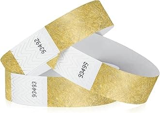 200 WristCo Tyvek Metallic Gold Wristbands for Events – Tamper-Proof Design Prevents Reuse – Premium-Grade Bracelets for Hospital & Medical ID, Party, Concert Entry, VIP Identification