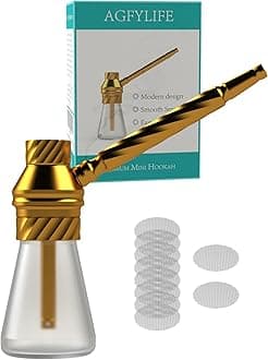 Mini Portable Hookah Set, Designed for Tobacco Use, for Home or Travel, Gold