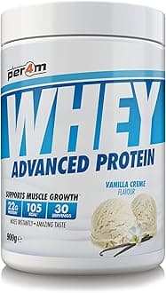 Per4m Whey Protein Powder | High Protein Shake for Muscle Growth & Recovery | Low Sugar Gym Supplement | Sports Nutrition Drink + Amino Acids (900g, Vanilla Creme)