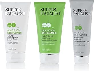 Super Facialist Salicylic Acid Anti Blemish Cleanser 150ml, Purify & Refresh Scrub 150ml and Pore Purifying Clay Mask 125ml
