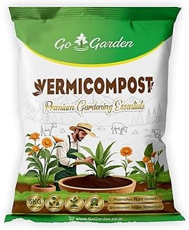 Go Garden Vermicompost 5 kg | 100% Natural Organic Fertilizer | Nutrient-Rich Compost for Healthy Plant Growth | Ideal for All Indoor & Outdoor Plants | Improves Soil, Water Retention & Aeration