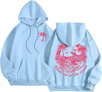 Pink Palm Puff Hoodie Kids Womens Graphic Oversized Trendy Cute Hoodies for Teen Girls Preppy Sweatshirt Long Sleeve Y2K Tops
