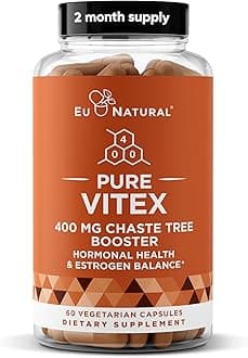 Eu Natural VITEX Pure 400 MG Chasteberry – Natural PMS Support, Balance Hormones, Regulate Your Cycle, Promote Skin Health – Full-Spectrum & Standardized – 60 Vegetarian Soft Capsules