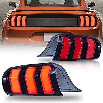VLAND Led Taillights Compatible with 2015-2023 Ford Mustang S550 6th Generation w/Sequential Turn Signal (5-Modes Switchable Lighting), Red Lens Taillight Assembly, Passenger&Driver Sides (Red)