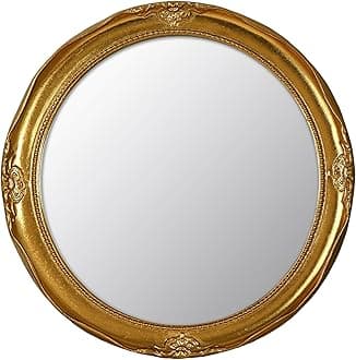 Vintage Decorative Wall Mirror Hanging Mirror Round (Gold, 12.2 inch)