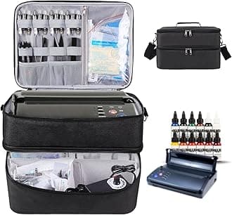 Tattoo Carrying Case Tattoo Supplies Organizer Tattoo Kit Case for Tattoo Equipment Portable Tattoo Supplies Travel Storage Bag for Tattoo Stencil Printer, Tattoo Ink, Tattoo Equipment, Bag Only