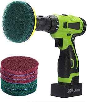 Kichwit 4 Inch Drill Power Brush Tile Scrubber Scouring Pads Cleaning Kit, Includes Attachment, Heavy Duty Household Cleaning Tool (Drill NOT Included)