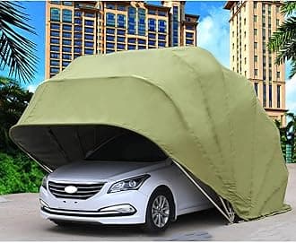 Heavy Duty Carport, Semi-Automatic Foldable Car Shelter Portable Garage, Retractable Car Awning With Metal Frame For Car, Truck, Boat, Car Canopy With All-Season Tarp(Green,19.6X8.8X8.2FT)