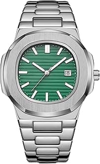 - Wrist Watches for Men, Nautilus Stainless Steel Quartz Movement Date Luxury Diamond Style Men's Luminous Hands Casual Business Watches