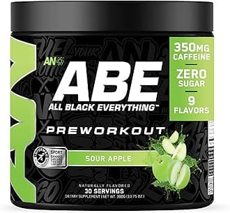 All Black Everything Pre-Workout Powder | Preworkout Energy Drink Mix | 350mg Caffeine | Beta Alanine & Citrulline | Energy Supplement for Men & Women | Sour Apple | 30 Servings