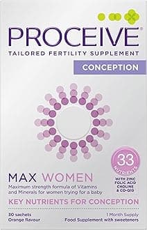 MAX Women - Fertility Supplement for Conception - Pregnancy Vitamins for Women Trying to Conceive - Zinc, Folic Acid, Vitamin D - 30 Sachets (1 Month Supply) - Certified Vegan
