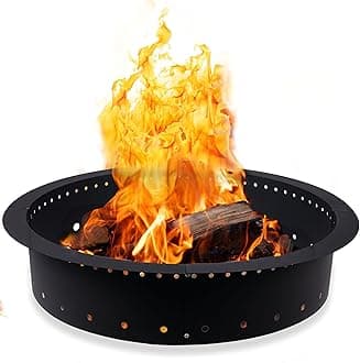 Iron Forge Tools Fire Pit Ring 48 inch Outer/42 inch Inner - Heavy Duty Metal Smokeless Round Fire Pit Insert Liner for Outdoor - (48x42x10 Inch) - Patent Pending