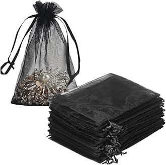 HRX Package 100pcs Black Organza Gift Bags 4 x 6 inches Wedding Christmas Favors Jewelry Pouches