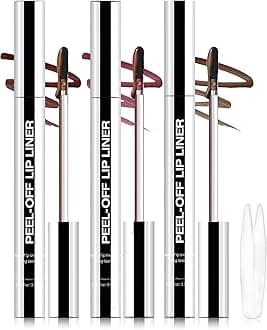 Erinde 3PCS Peel Off Lip Liner Stain, Long Lasting Tattoo Lip Liner with Tweezer, Matte Finish Peel Off Lip Stain, Waterproof Transfer Proof Lip Stain Peel Off, Non-Stick Cup Nude Lip Stain Lipliner