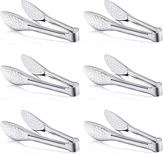 6 Pack Buffet Tongs,Stainless Steel Serving Tongs Serving Utensils 7Inch