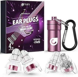 High Fidelity Concert Ear Plugs, Noise Cancelling Silicone Ear Plugs 2 Pairs Great for Concerts Loud Music, Musicians, Motorcycles, Airplanes, Raves, Hearing Protection -23 dB