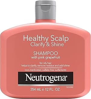 Neutrogena Exfoliating Healthy Scalp Clarify & Shine Shampoo for Oily Hair and Scalp, Anti-Residue Shampoo with Pink Grapefruit, pH-Balanced, Paraben & Phthalate-Free, Color-Safe, 12oz