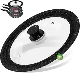 Granite-Black 10-11-12in Universal Lid for Pots,Pans,Skillets,Replacement Fry...